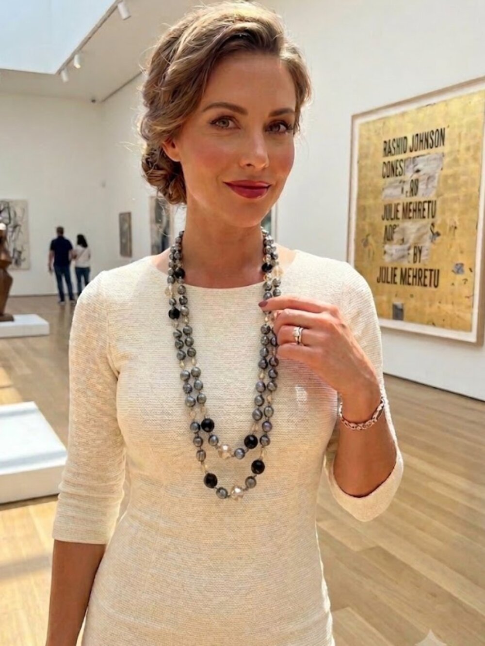 Peacock Grey Freshwater Pearl Swarovski Crystal 46" Rope Necklace